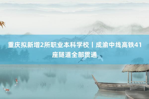 重庆拟新增2所职业本科学校丨成渝中线高铁41座隧道全部贯通