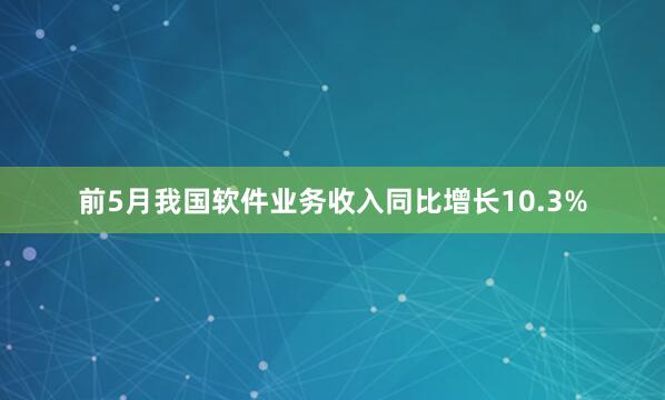 前5月我国软件业务收入同比增长10.3%