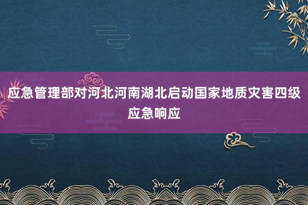 应急管理部对河北河南湖北启动国家地质灾害四级应急响应