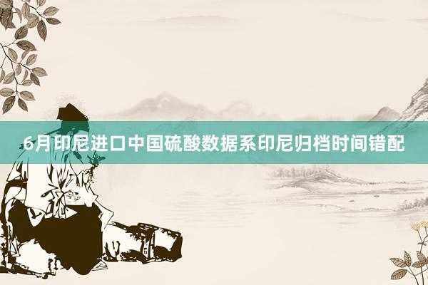 6月印尼进口中国硫酸数据系印尼归档时间错配