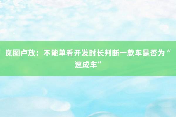 岚图卢放：不能单看开发时长判断一款车是否为“速成车”