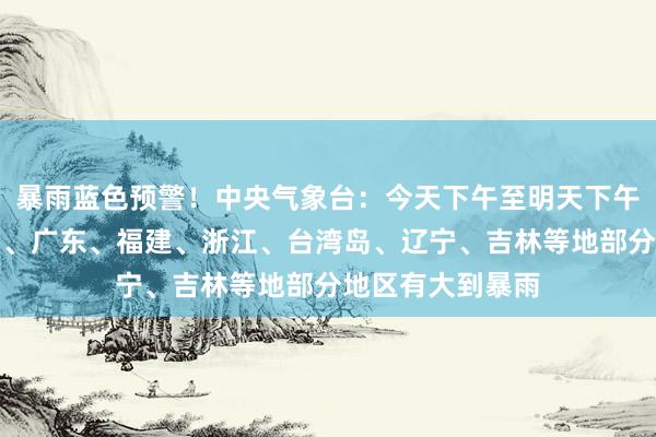 暴雨蓝色预警！中央气象台：今天下午至明天下午，广西、海南岛、广东、福建、浙江、台湾岛、辽宁、吉林等地部分地区有大到暴雨