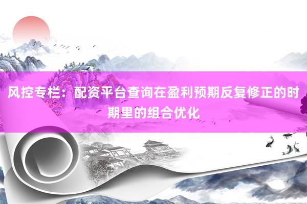 风控专栏：配资平台查询在盈利预期反复修正的时期里的组合优化