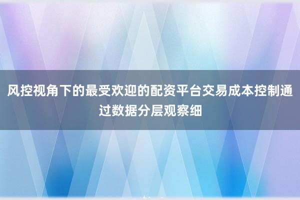 风控视角下的最受欢迎的配资平台交易成本控制通过数据分层观察细