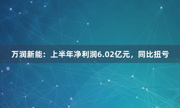 万润新能：上半年净利润6.02亿元，同比扭亏