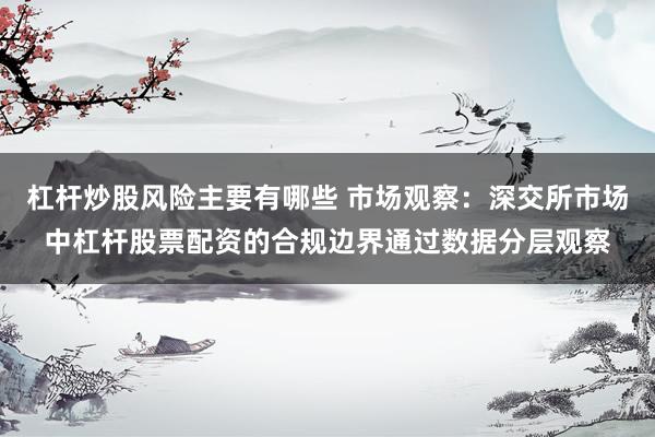 杠杆炒股风险主要有哪些 市场观察：深交所市场中杠杆股票配资的合规边界通过数据分层观察