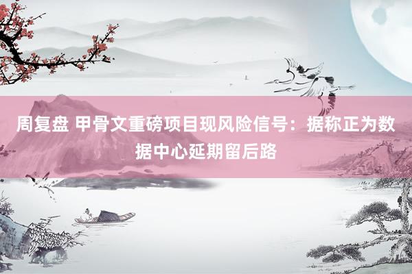 周复盘 甲骨文重磅项目现风险信号：据称正为数据中心延期留后路