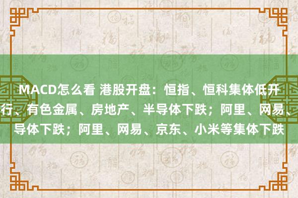 MACD怎么看 港股开盘：恒指、恒科集体低开；传媒、医疗上涨，银行、有色金属、房地产、半导体下跌；阿里、网易、京东、小米等集体下跌