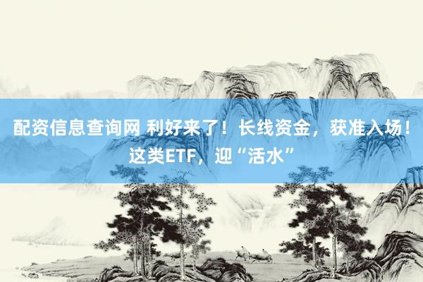 配资信息查询网 利好来了！长线资金，获准入场！这类ETF，迎“活水”