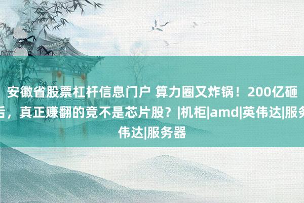 安徽省股票杠杆信息门户 算力圈又炸锅！200亿砸下后，真正赚翻的竟不是芯片股？|机柜|amd|英伟达|服务器