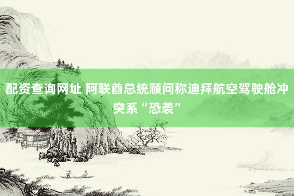 配资查询网址 阿联酋总统顾问称迪拜航空驾驶舱冲突系“恐袭”
