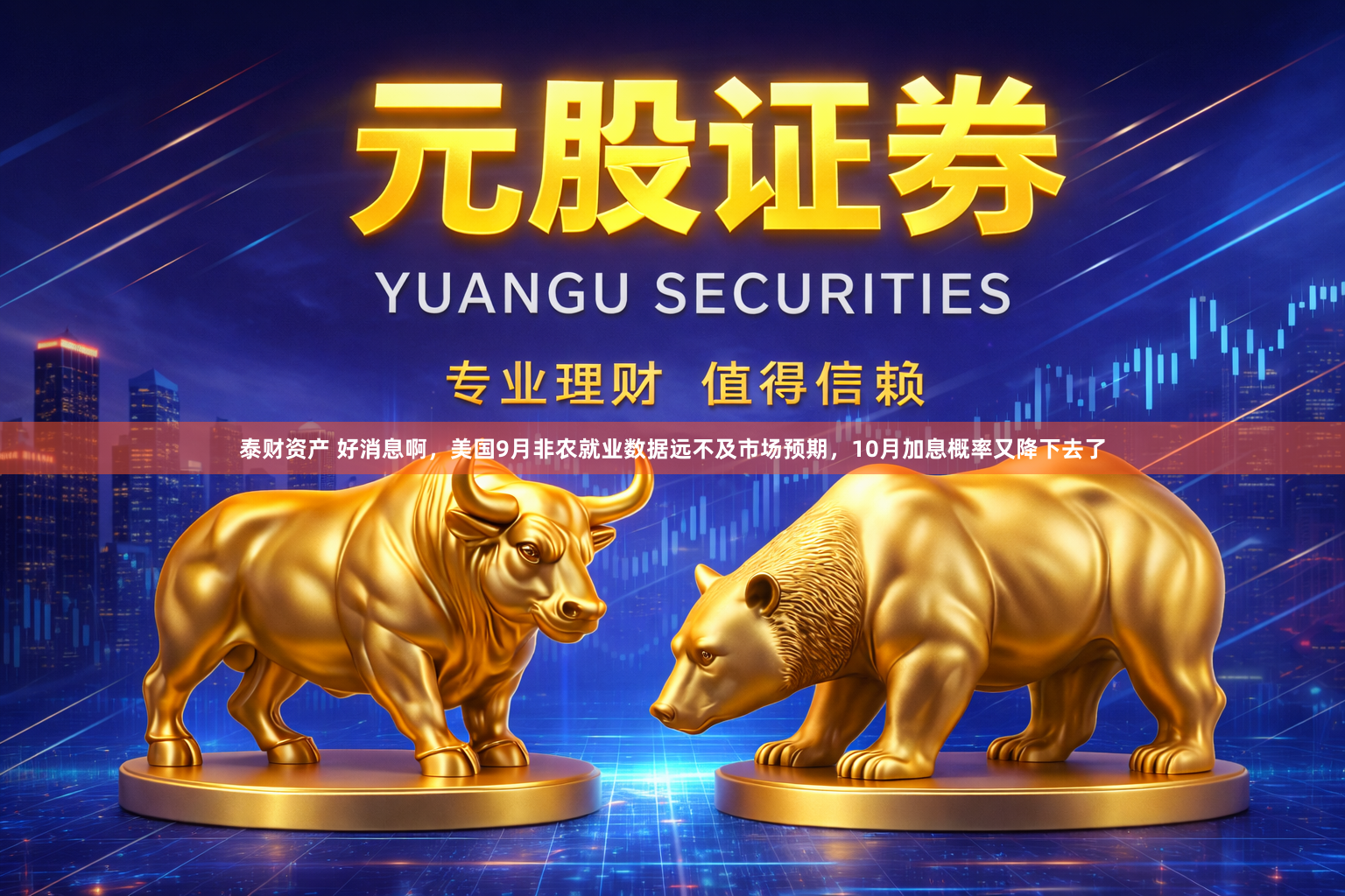 泰财资产 好消息啊，美国9月非农就业数据远不及市场预期，10月加息概率又降下去了