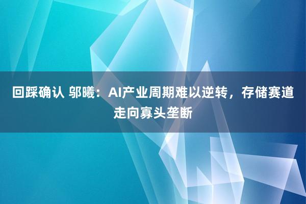 回踩确认 邬曦：AI产业周期难以逆转，存储赛道走向寡头垄断
